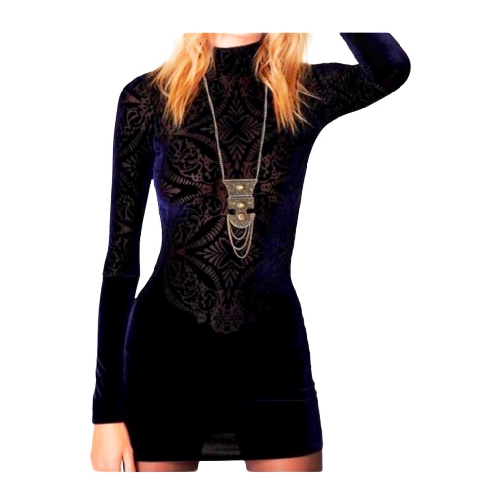 Free People Le Deux Velvet Burnout Tunic Dress